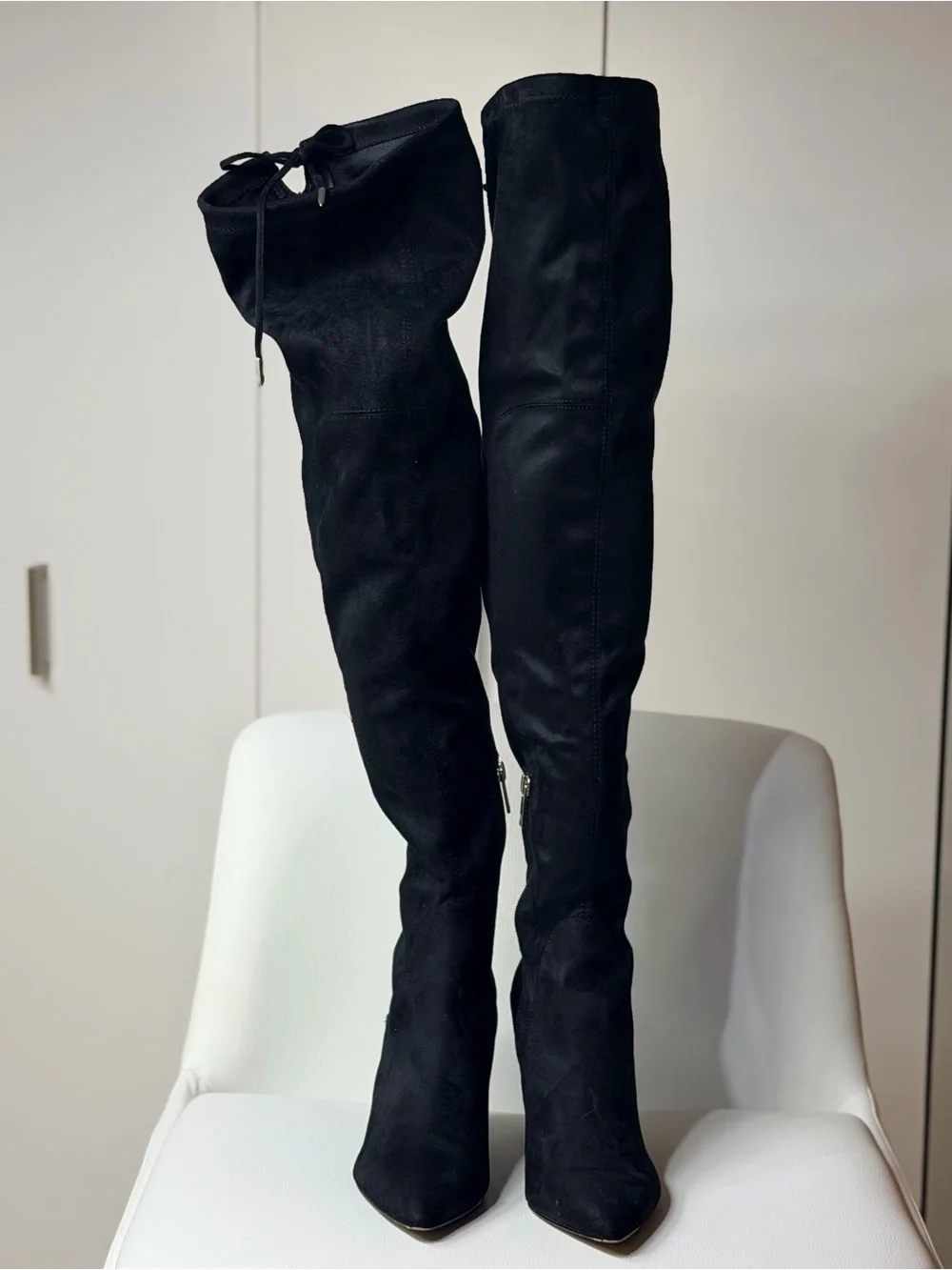 Marc Fisher Black Over-the-Knee Suede Block Heel Pointed Toe Luxury Boots 6 36